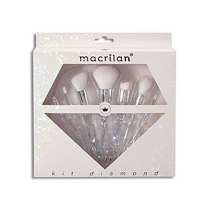 Kit Diamond com 7 Pincéis Profissionais para Maquiagem Macrilan ED003