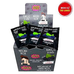 Máscara Facial Amora Negra Super Poderes AMNSP01 - Box c/ 50 unid