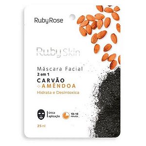 Máscara Facial de Tecido Carvão e Amêndoa Ruby Rose HB-706