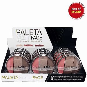 Paleta Multi Face Blush Iluminador Contorno Vivai 1072.1.1 - Box c/ 12 unid