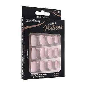 Unhas Postiças Macrilan Linha Premium Médio Rosa Nude UP314A – Pcte c/ 12 unid