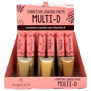 Corretivo Líquido Matte Multi-D Vitamina E Cores Médias Mia Make 248 – Box c/ 24 unid