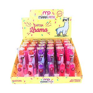 Batom Bastão Cremoso Infantil Lhama Maria Pink MP10003 - Box c/ 24 unid