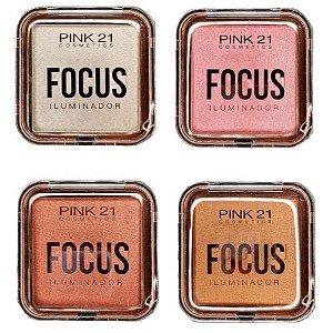 Paleta de Iluminador Focus Pink 21 Cosmetics CS2434 - Kit c/ 04 unid