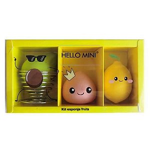 Kit Esponja Frutas para Maquiagem Hello Mini KIT301