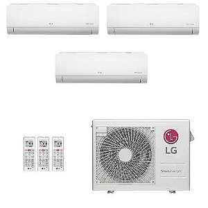 Ar-Condicionado Multi Split Inverter LG 24.000 BTUs (2x Evap HW 7.000 + 1x Evap HW 12.000) Quente/Frio 220V