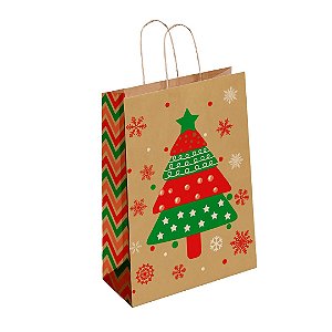 Sacola de Papel Kraft Natal Presente MINI ( 13x19x07 -  30unid ) - Modelo PN04