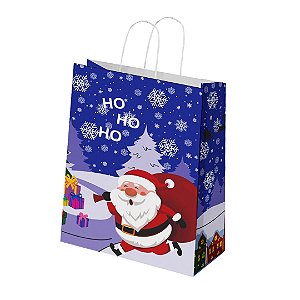 Sacola de Papel Kraft Natal Presente ( 18x25x10 -  20unid ) - Modelo N01 -P3
