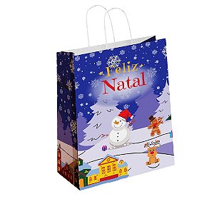 Sacola de Papel Kraft Natal Presente MINI ( 13x19x07 -  20unid ) - Modelo PN05