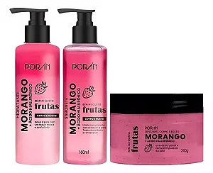 Kit Banho Premium Morango Hidratante Sabonete Esfoliante