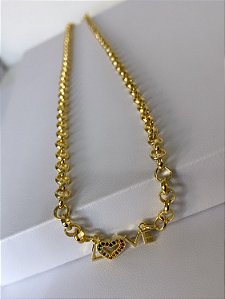 Colar Love Dourado Único Linha Premium