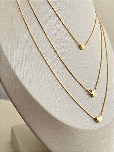 Colar Triplo Dourado Premium