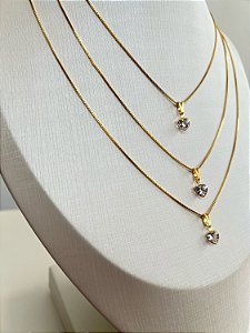 Colar Triplo Coração  Dourado Premium