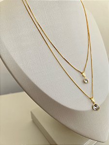 Colar Duplo Ponto de Luz Dourado Premium