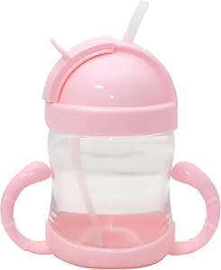 Copo Transição Baby com Tampa e Canudo Rosa