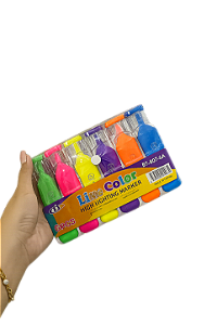 Kit Marca Texto Neon Colorido 6 unidades