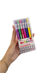Kit Caneta Carimbo Colorida 6 Unidades