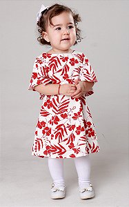 Vestido Infantil Vermelho Floral