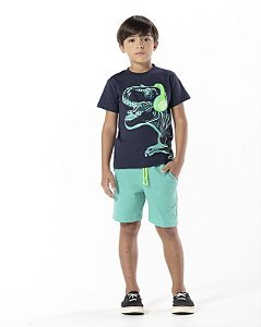 Conjunto Infantil Masculino Dino Verde Neon