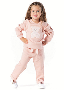 Conjunto Moletom Infantil Rosé Ursinha