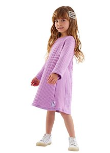 Vestido Infantil em Moletom Matelassê Manga Longa  Up baby