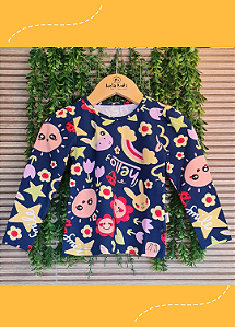 Blusa Infantil Feminina Manga Longa  Estampada Elian