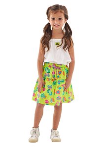 Conjunto Infantil Feminino Floral Verde Limão UpBaby