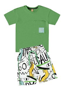 Conjunto Infantil Masculino Meia Manga Dinossauro Up Baby