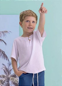 Camisa Bata Infantil Masculino Branca