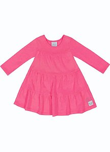 Vestido Bebê Manga Longa Pink Neon