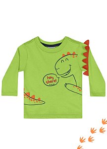 Camiseta Manga Longa Infantil Masculina Dino Neon