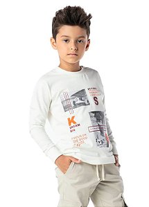 Camiseta Infantil Masculina Manga Longa Com Punho