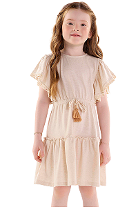 Vestido Infantil Manga Curta Bege Up Baby