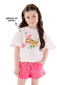 Conjunto Infantil Menina Blusa e Short Neon