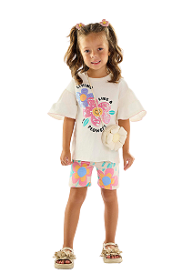 Conjunto Infantil Feminino Blusa e Bermuda Up Baby