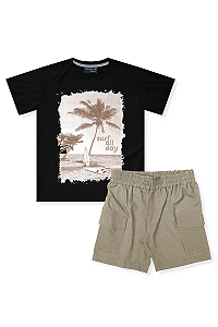 Conjunto Infantil Masculino Camiseta e Bermuda Cargo