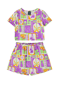 Conjunto Infantil Feminino Blusa e Short Saia