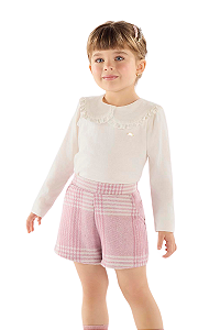 Conjunto Infantil Feminino Blusa Manga Longa e Short Xadrez