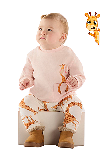 Conjunto Moletom Bebê Menina Girafinha Up Baby