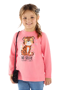 Blusa Infantil Feminina Manga Longa em Meia Malha Up Baby Rosa