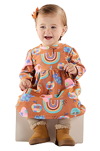 Vestido Bebê Manga Longa em Malha Peluciada Comfy