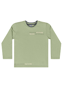 Camiseta Manga Longa Infantil Menino Verde