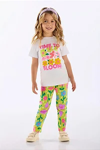 Conjunto Infantil Feminino com Blusa e Calça Legging Floral Up Baby