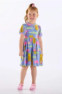 Vestido Infantil em Cotton Estampado (Azul) Up Baby