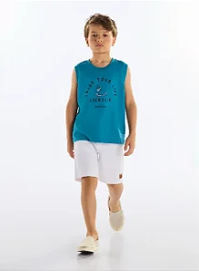 Regata Infantil Masculina em Meia Malha (Azul)