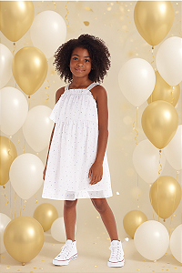 Vestido Infantil Tule Branco Quimby