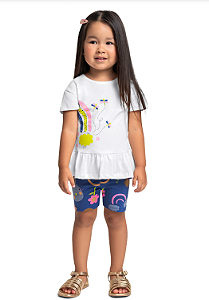 Conjunto Infantil com Blusa e Bermuda Ciclista para Menina