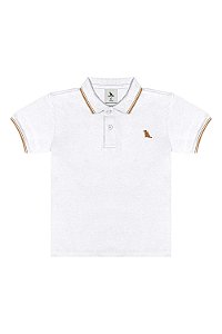 Camisa Polo Infantil Masculina em Piquet com Elastano (Branco) Quimby