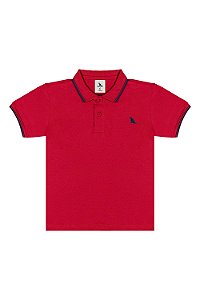 Camisa Polo Infantil Masculina Vermelha em Piquet com Elastano Quimby