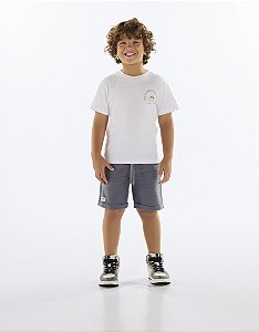 Conjunto com Camiseta e Bermuda Infantil (Branco) Quimby